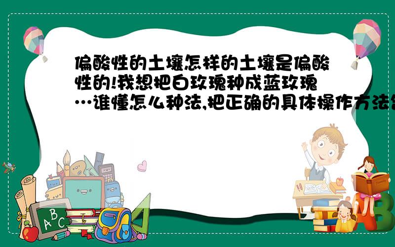 偏酸性的土壤怎样的土壤是偏酸性的!我想把白玫瑰种成蓝玫瑰…谁懂怎么种法,把正确的具体操作方法告诉我,