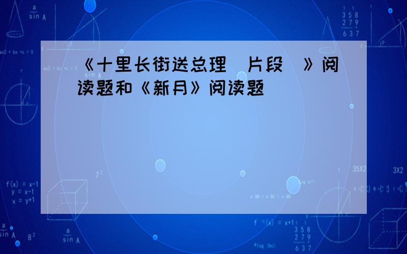 《十里长街送总理（片段）》阅读题和《新月》阅读题