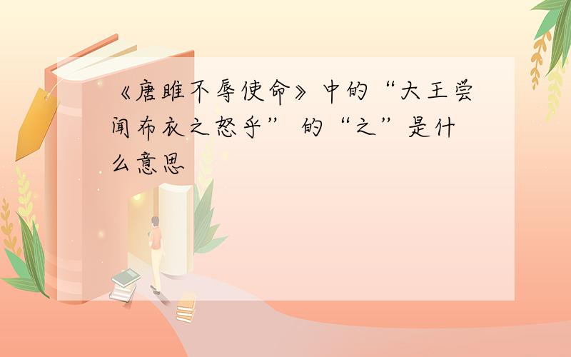 《唐雎不辱使命》中的“大王尝闻布衣之怒乎” 的“之”是什么意思