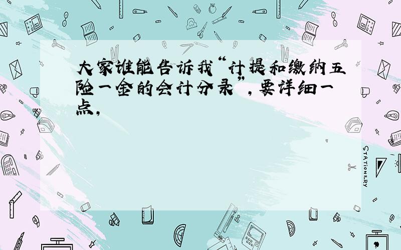 大家谁能告诉我“计提和缴纳五险一金的会计分录”,要详细一点,