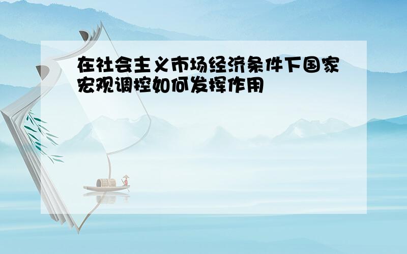 在社会主义市场经济条件下国家宏观调控如何发挥作用