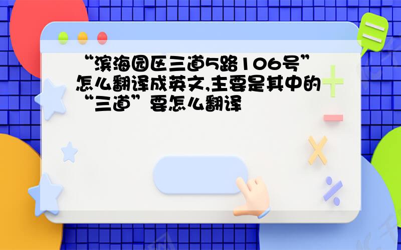 “滨海园区三道5路106号”怎么翻译成英文,主要是其中的“三道”要怎么翻译