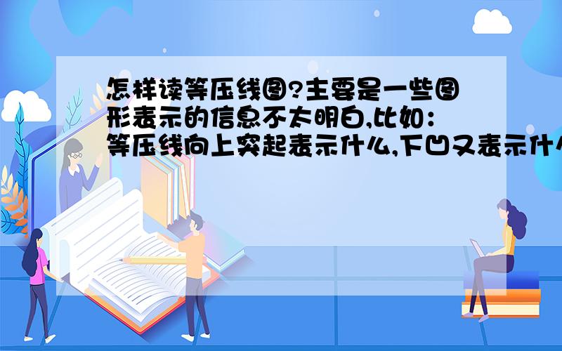 怎样读等压线图?主要是一些图形表示的信息不太明白,比如：等压线向上突起表示什么,下凹又表示什么?