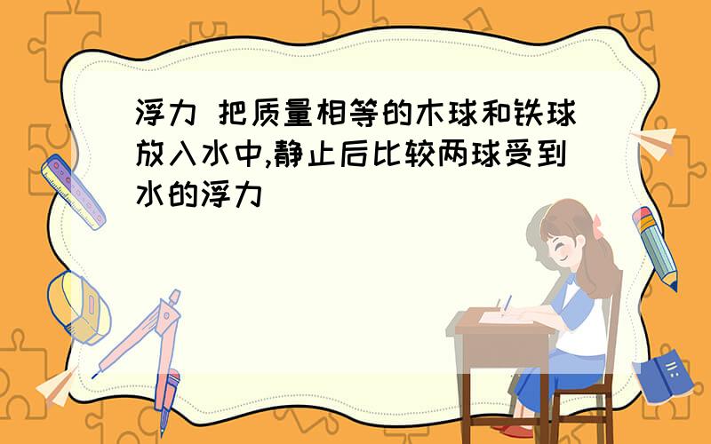 浮力 把质量相等的木球和铁球放入水中,静止后比较两球受到水的浮力