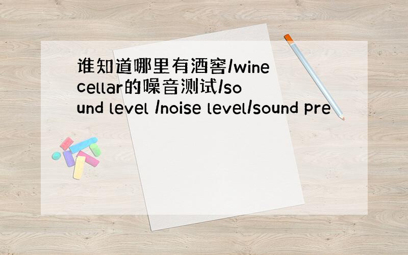 谁知道哪里有酒窖/wine cellar的噪音测试/sound level /noise level/sound pre