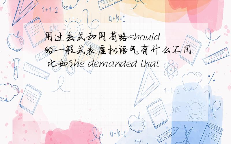 用过去式和用省略should的一般式表虚拟语气有什么不同 比如She demanded that