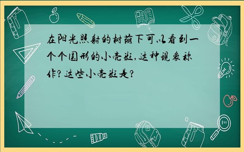 在阳光照射的树荫下可以看到一个个圆形的小亮斑,这种现象称作?这些小亮斑是?