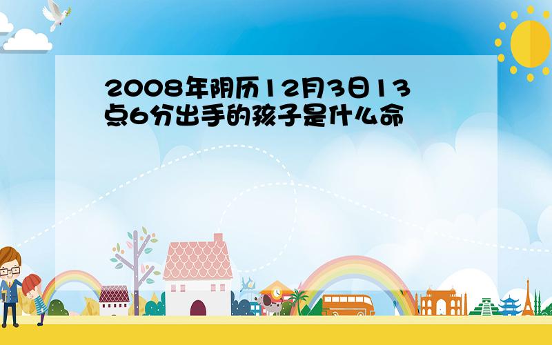 2008年阴历12月3日13点6分出手的孩子是什么命