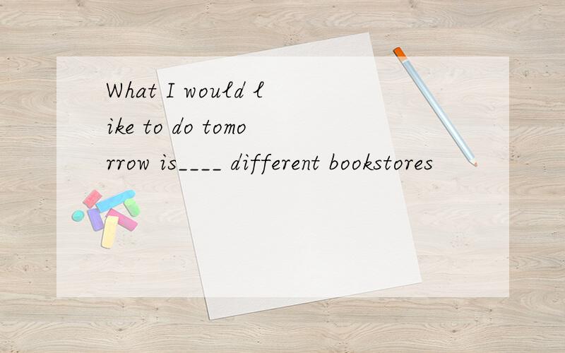 What I would like to do tomorrow is____ different bookstores