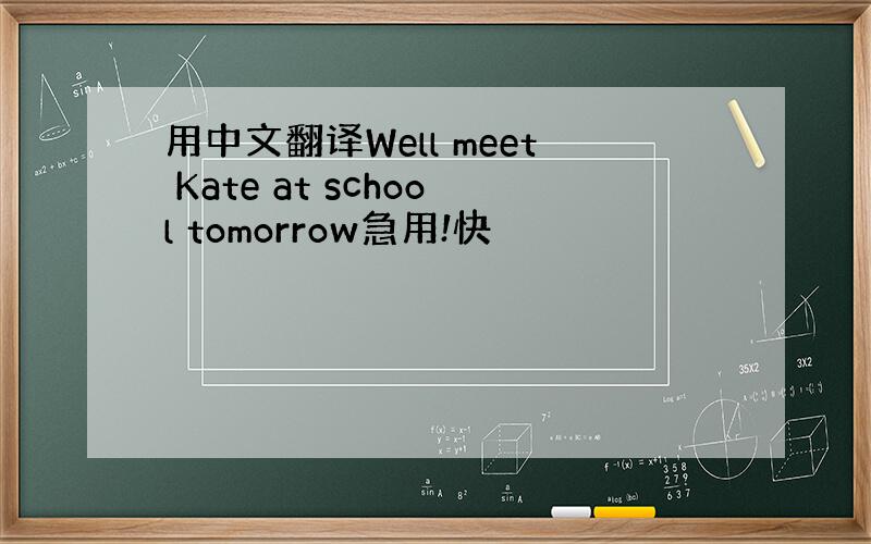 用中文翻译Well meet Kate at school tomorrow急用!快