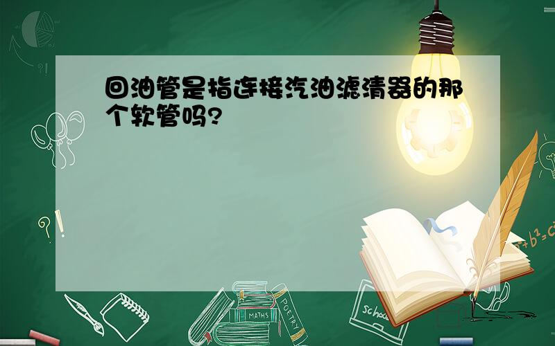 回油管是指连接汽油滤清器的那个软管吗?