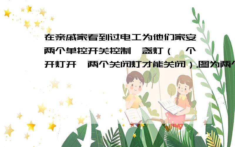 在亲戚家看到过电工为他们家安两个单控开关控制一盏灯（一个开灯开,两个关闭灯才能关闭）.图为两个单