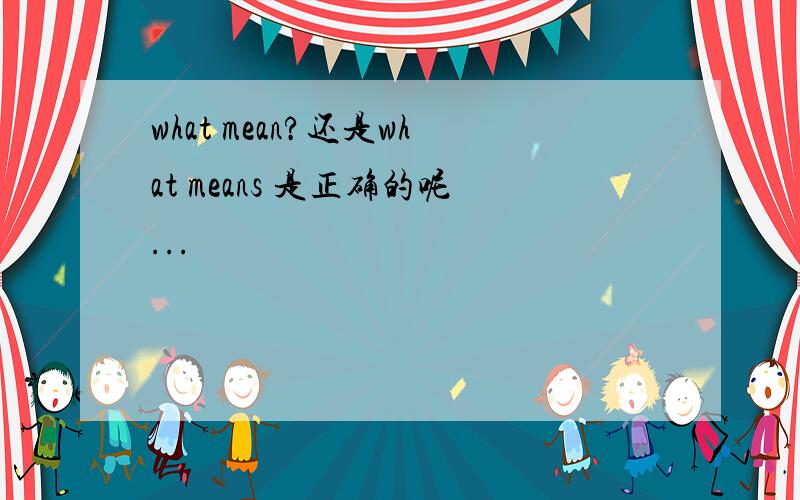 what mean?还是what means 是正确的呢...