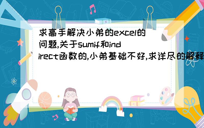 求高手解决小弟的excel的问题,关于sumif和indirect函数的,小弟基础不好,求详尽的解释