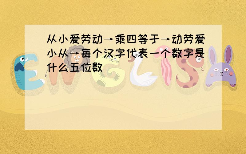 从小爱劳动→乘四等于→动劳爱小从→每个汉字代表一个数字是什么五位数