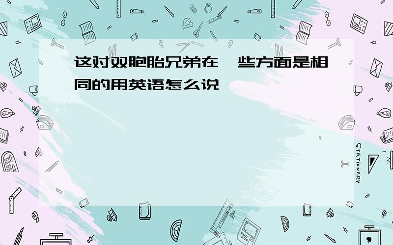 这对双胞胎兄弟在一些方面是相同的用英语怎么说