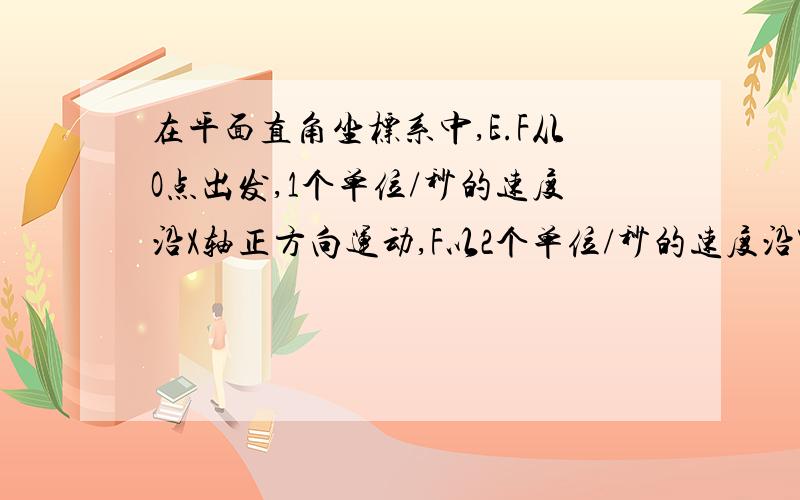 在平面直角坐标系中,E.F从O点出发,1个单位/秒的速度沿X轴正方向运动,F以2个单位/秒的速度沿Y轴正方向运动不（4,