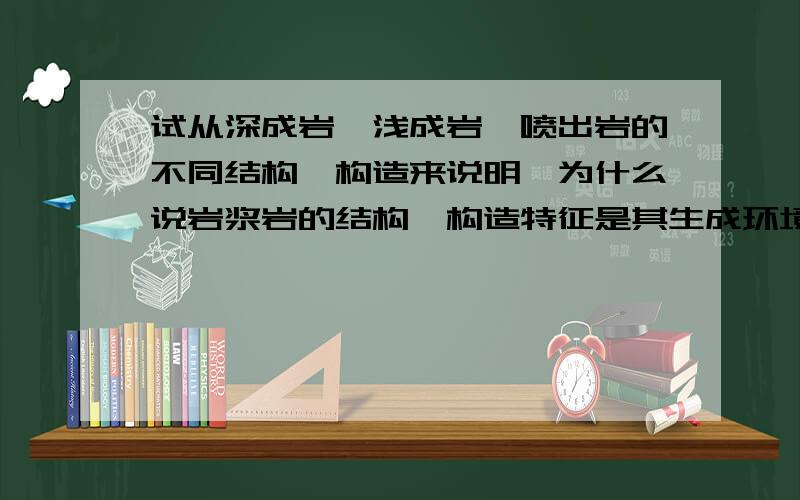 试从深成岩、浅成岩、喷出岩的不同结构、构造来说明,为什么说岩浆岩的结构、构造特征是其生成环境的综合