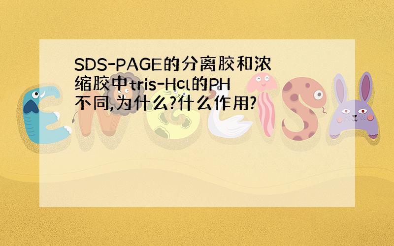 SDS-PAGE的分离胶和浓缩胶中tris-Hcl的PH不同,为什么?什么作用?