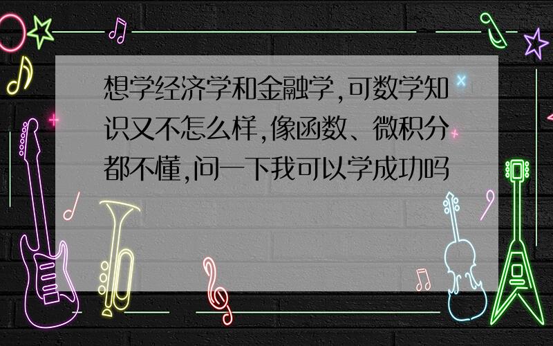 想学经济学和金融学,可数学知识又不怎么样,像函数、微积分都不懂,问一下我可以学成功吗