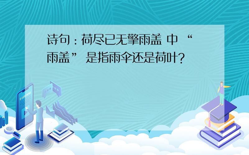 诗句：荷尽已无擎雨盖 中 “雨盖” 是指雨伞还是荷叶?