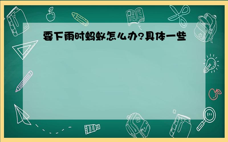 要下雨时蚂蚁怎么办?具体一些