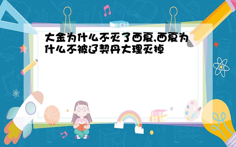 大金为什么不灭了西夏,西夏为什么不被辽契丹大理灭掉