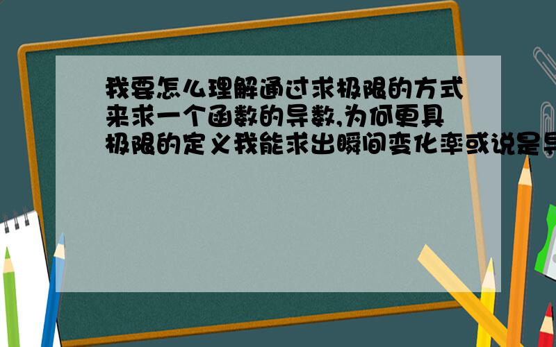 我要怎么理解通过求极限的方式来求一个函数的导数,为何更具极限的定义我能求出瞬间变化率或说是导数?