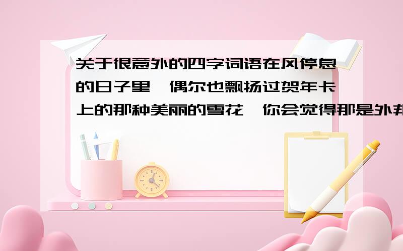 关于很意外的四字词语在风停息的日子里,偶尔也飘扬过贺年卡上的那种美丽的雪花,你会觉得那是外邦的神偷偷送来的一件意外的礼物