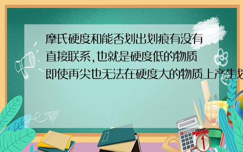 摩氏硬度和能否划出划痕有没有直接联系,也就是硬度低的物质即使再尖也无法在硬度大的物质上产生划痕?水滴石穿又是什么道理!