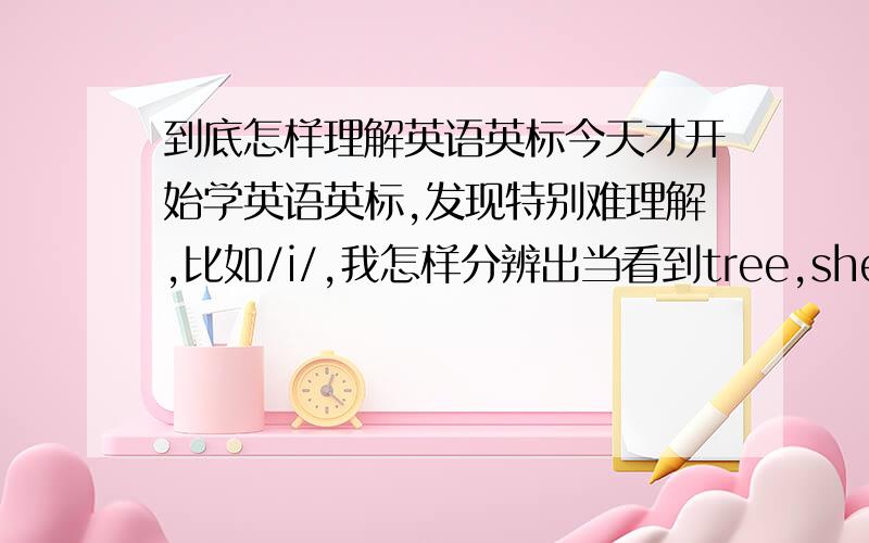 到底怎样理解英语英标今天才开始学英语英标,发现特别难理解,比如/i/,我怎样分辨出当看到tree,she,see等单词时