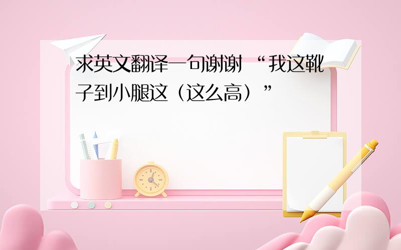 求英文翻译一句谢谢 “我这靴子到小腿这（这么高）”