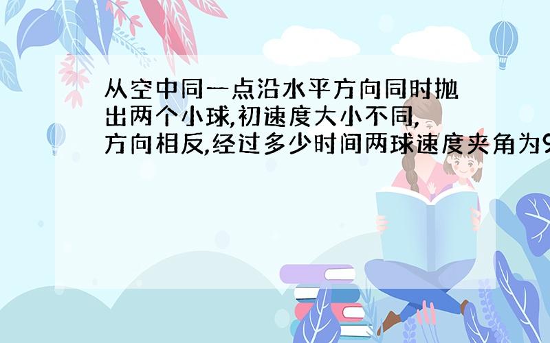 从空中同一点沿水平方向同时抛出两个小球,初速度大小不同,方向相反,经过多少时间两球速度夹角为90度?