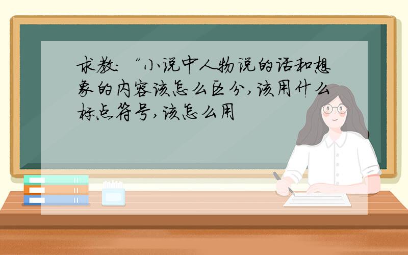 求教：“小说中人物说的话和想象的内容该怎么区分,该用什么标点符号,该怎么用