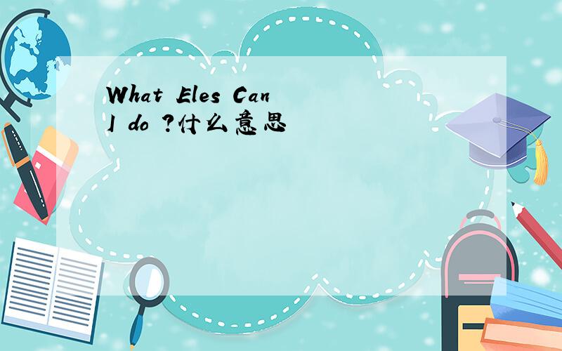 What Eles Can I do ?什么意思