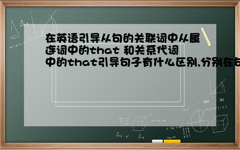 在英语引导从句的关联词中从属连词中的that 和关系代词中的that引导句子有什么区别,分别在句中可以做什么?