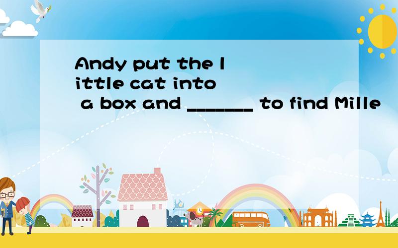 Andy put the little cat into a box and _______ to find Mille