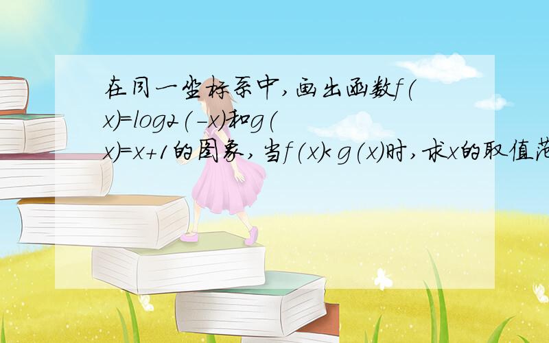 在同一坐标系中,画出函数f(x)=log2(-x)和g(x)=x+1的图象,当f(x)＜g(x)时,求x的取值范围