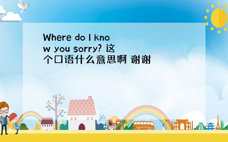 Where do I know you sorry? 这个口语什么意思啊 谢谢