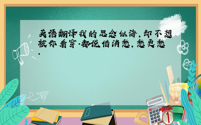 英语翻译我的思念似海,却不想被你看穿.都说借消愁,愁更愁.