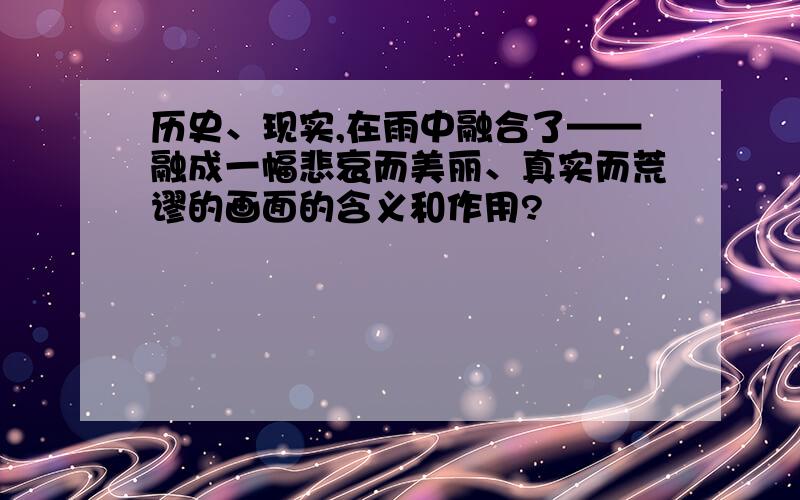 历史、现实,在雨中融合了——融成一幅悲哀而美丽、真实而荒谬的画面的含义和作用?