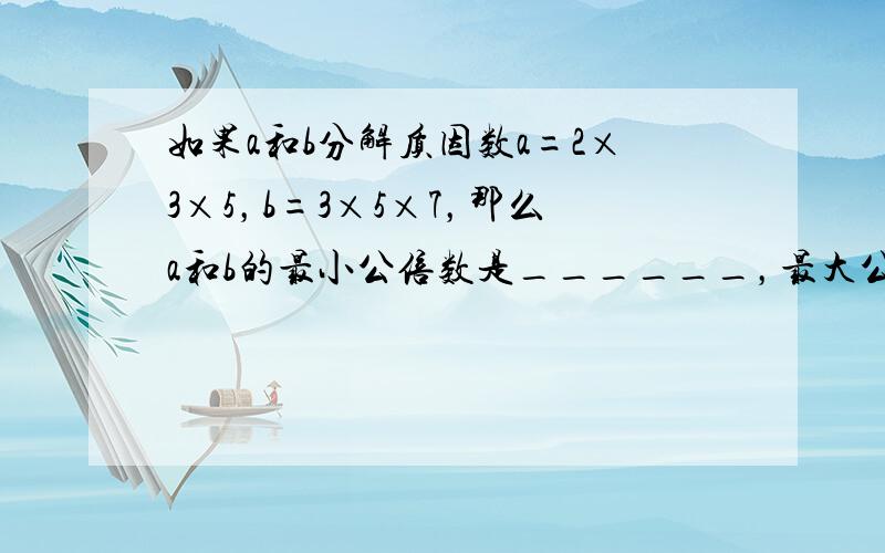 如果a和b分解质因数a=2×3×5，b=3×5×7，那么a和b的最小公倍数是______，最大公约数是______．