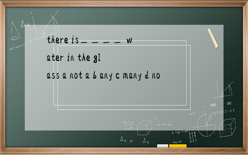 there is____ water in the glass a not a b any c many d no