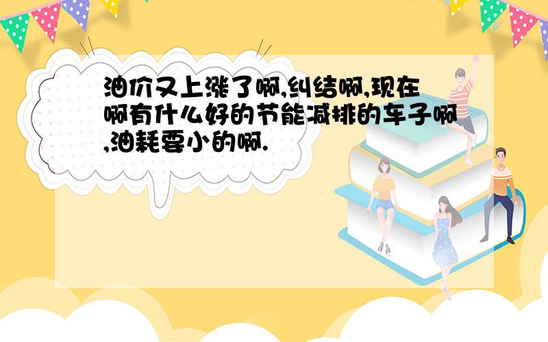 油价又上涨了啊,纠结啊,现在啊有什么好的节能减排的车子啊,油耗要小的啊.