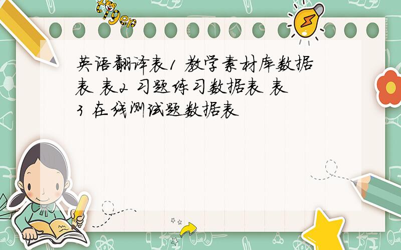 英语翻译表1 教学素材库数据表 表2 习题练习数据表 表3 在线测试题数据表