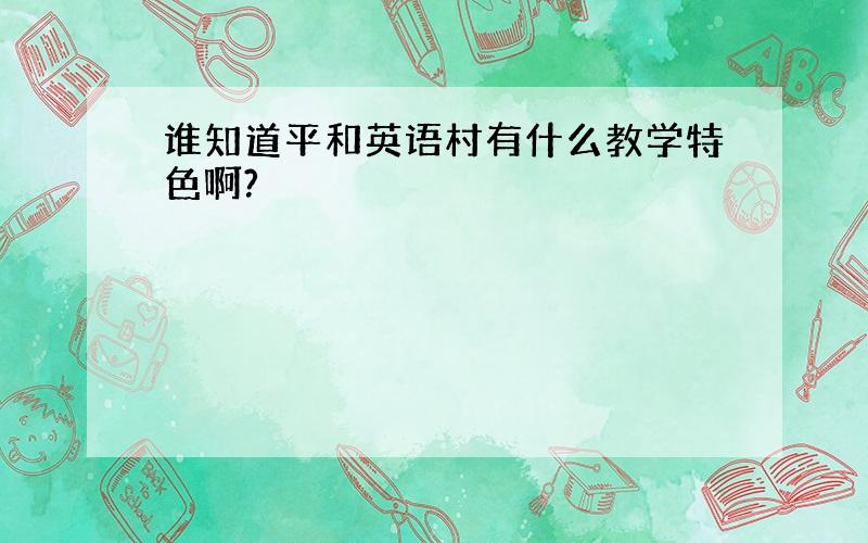 谁知道平和英语村有什么教学特色啊?