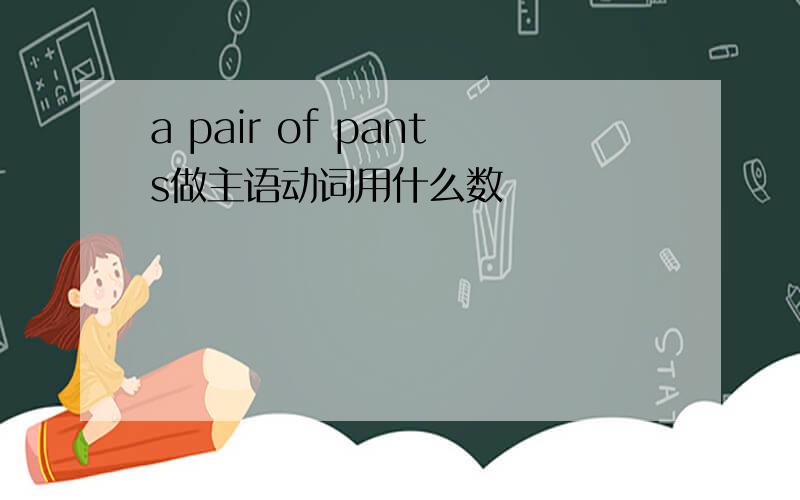 a pair of pants做主语动词用什么数