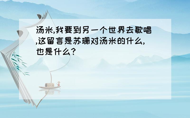 汤米,我要到另一个世界去歌唱,这留言是苏珊对汤米的什么,也是什么?