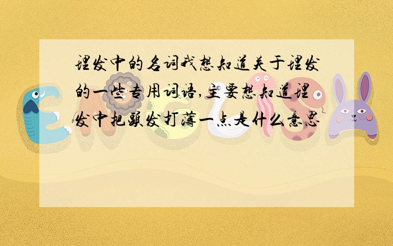 理发中的名词我想知道关于理发的一些专用词语,主要想知道理发中把头发打薄一点是什么意思