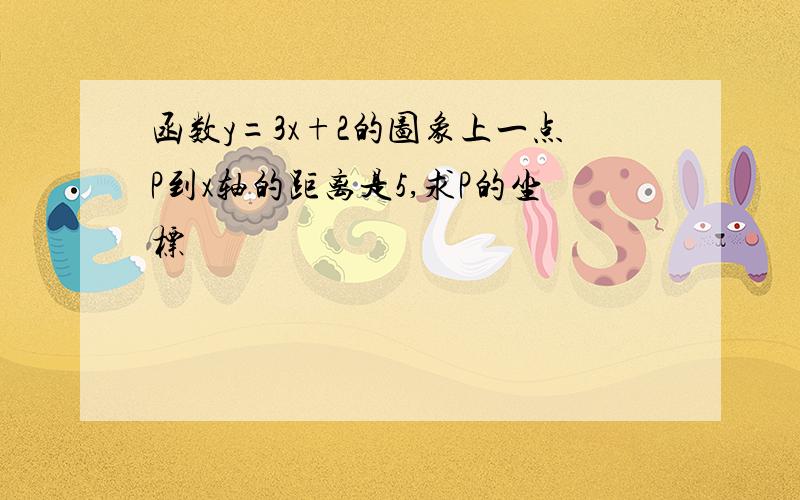 函数y=3x+2的图象上一点P到x轴的距离是5,求P的坐标